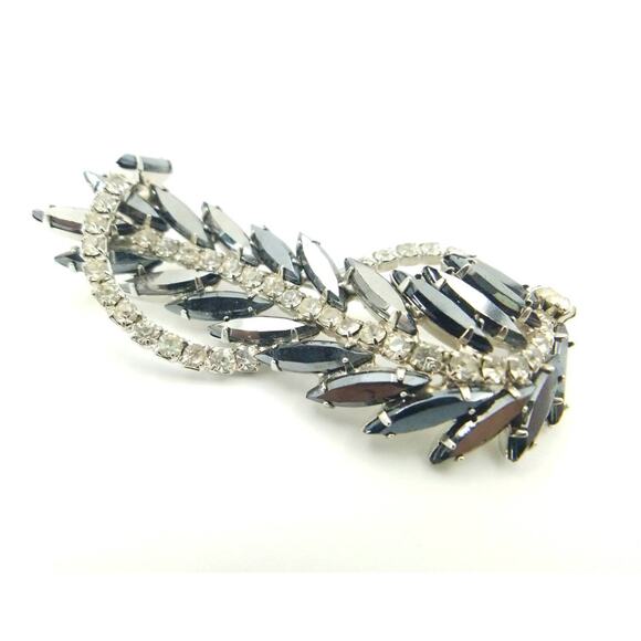 Vintage Rhinestone Clef Shaped Brooch Rare 40s-50s Book Piece - Retro Music Gift - Picture 5 of 8